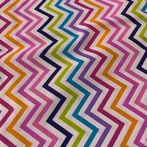 SUPER FUN RAINBOW Multi Color Chevron Fabric By the Yard NEW Keepsake Calico BTY